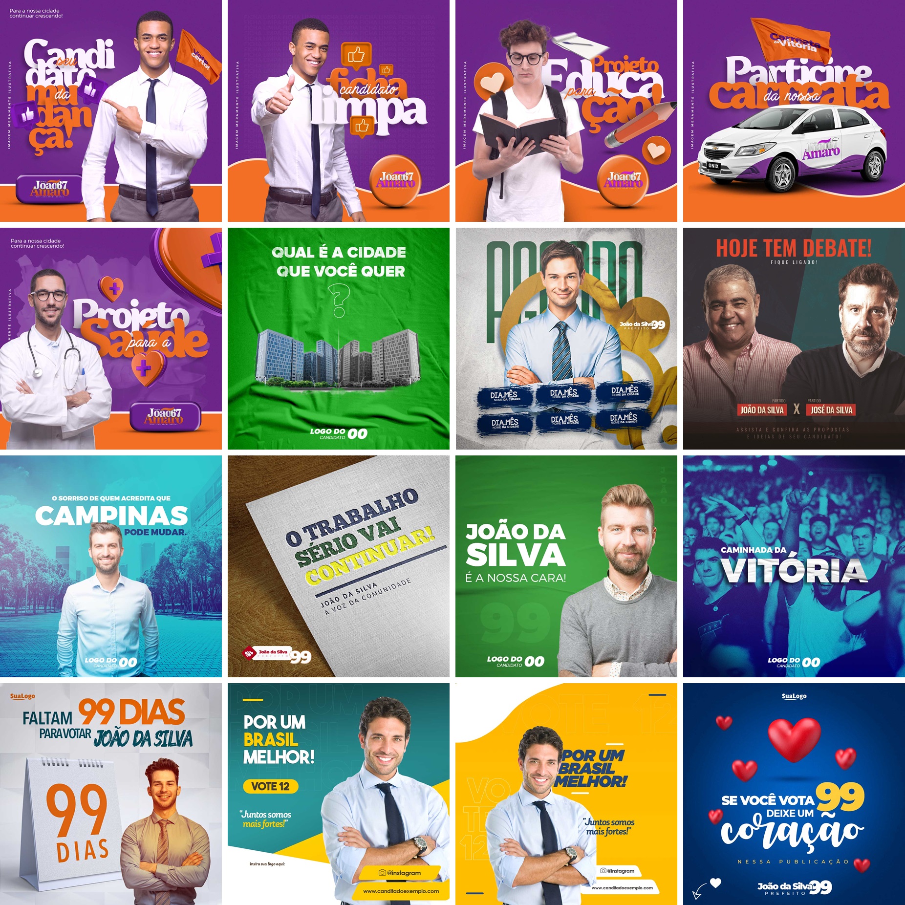 50 Artes Mídias Sociais Campanha Eleitoral Politica Editáveis Photoshop 1