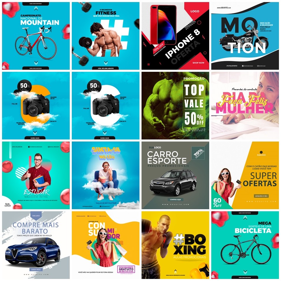 50 Artes Mídias Sociais Loja e Vendas Editáveis Photoshop 2