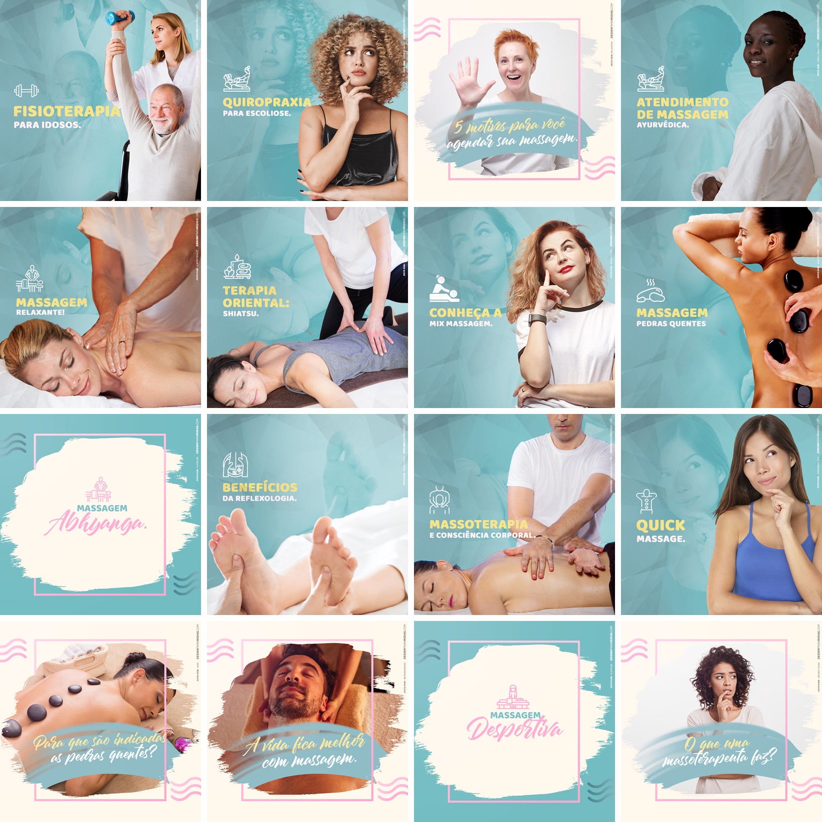130 Artes Mídias Sociais Massoterapeuta Massagem Editáveis Photoshop 4