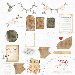 Kit Digital São Jorge Aquarelado V3 em Png