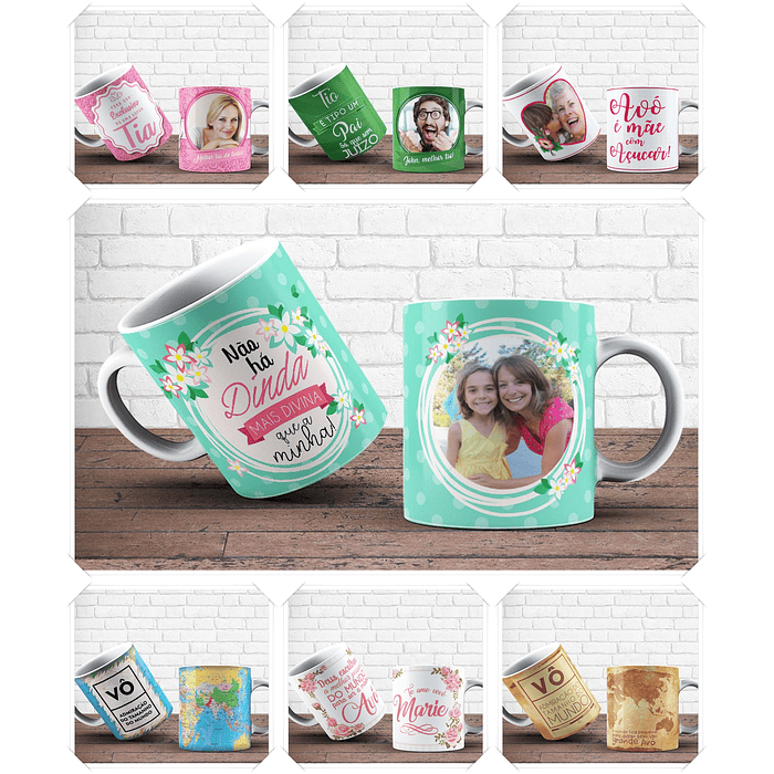 47 Artes para Caneca Familia Editável em Corel Draw