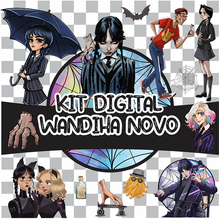 Kit Digital Wandinha Jenna Ortega Novo Arquivo Png 