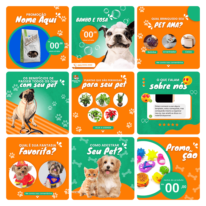 Pack Canva Pet Shop Template Editável 30 Artes + Bônus