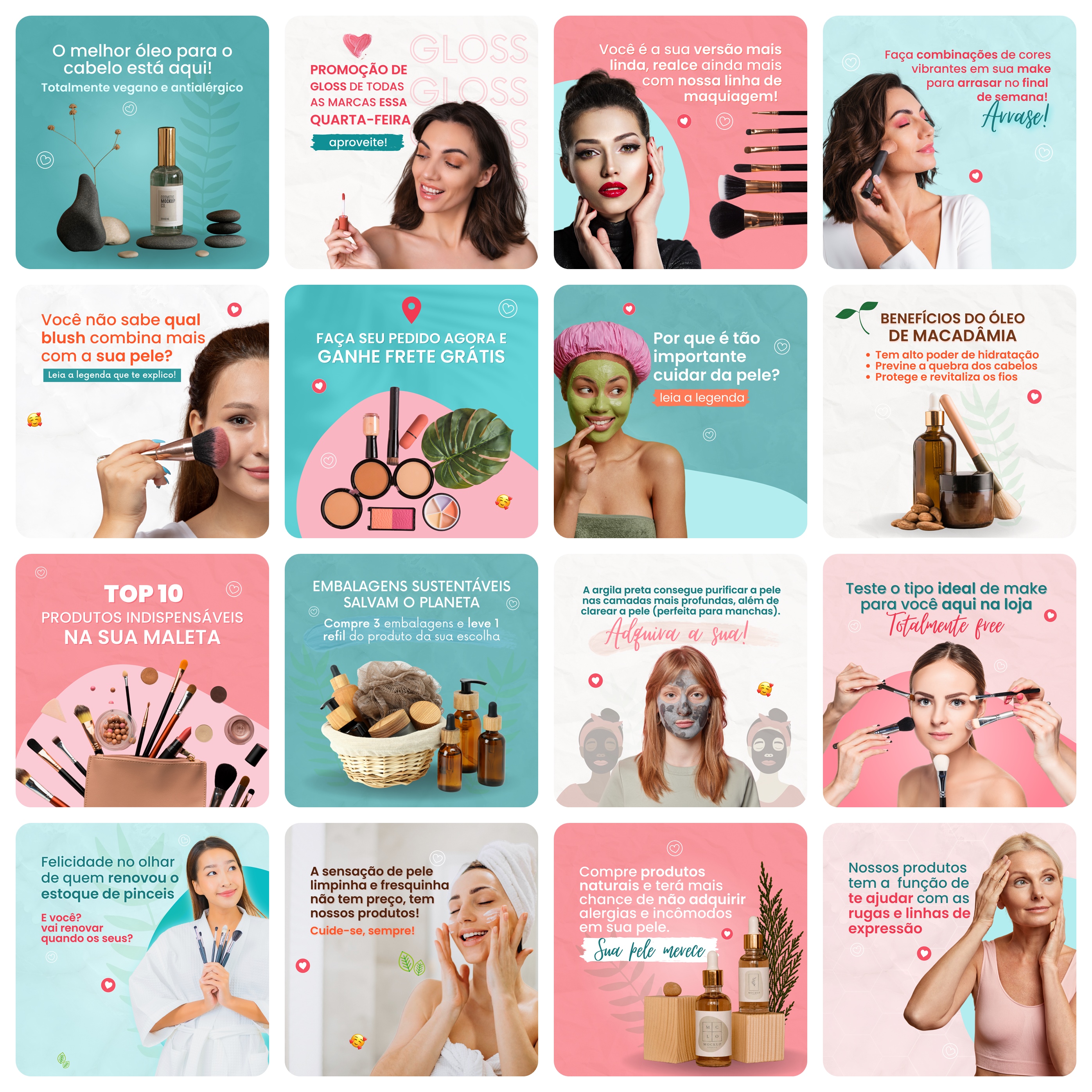Pack Canva Cosmético Templates Editável 30 Artes + Bônus 1