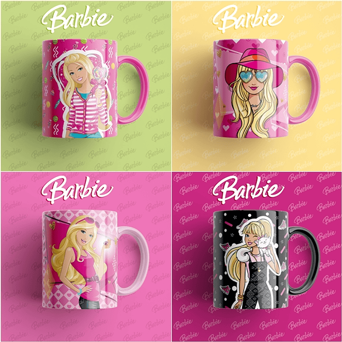 30 Artes Caneca Barbie Editável em Photoshop