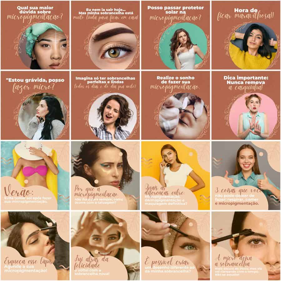 Pack Canva Micropigmentação Templates Editáveis 200 Artes + Legendas 3