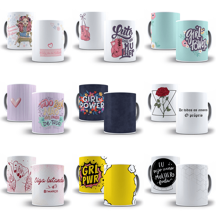 148 Artes para Caneca Dia da Mulher Sublimação Arquivo em Jpge/Png