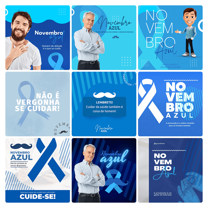 Pack Canva Novembro Azul Template Editável 30 Artes + Bônus