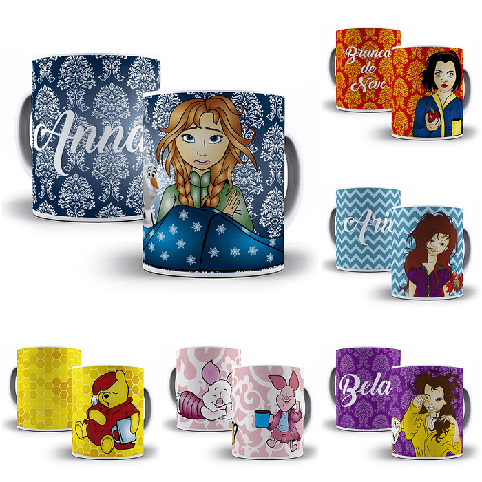 39 Artes para Caneca Personagens Disney Com Sono em Corel Draw