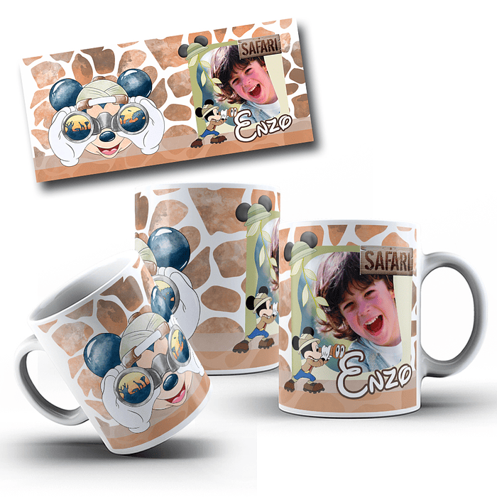 10 Artes Caneca Mickey Safari Arquivo em CorelDraw 