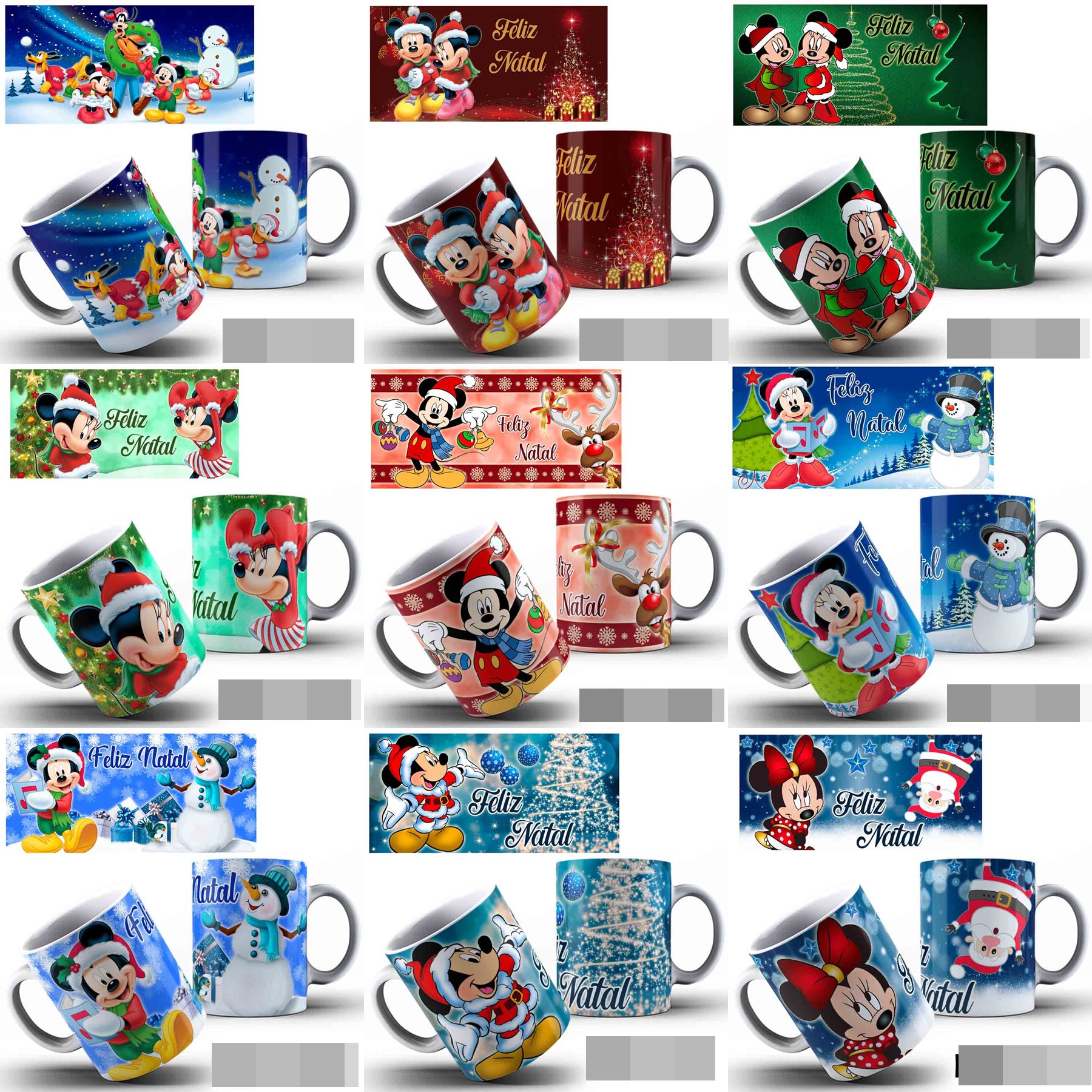 11 Artes Caneca Natal Mickey Sublimação em Photoshop + Jpg   1