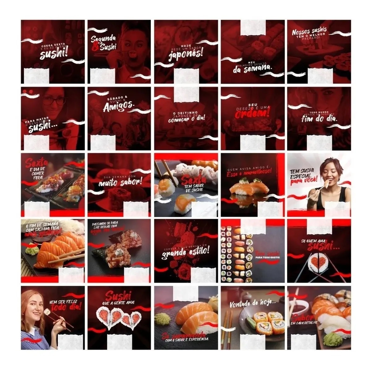 130 Artes Mídias Sociais Sushi Editáveis Photoshop + Png 2