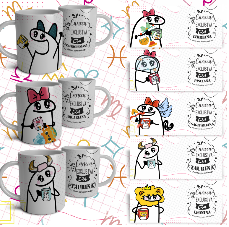 12 Artes Caneca Flork Signos Arquivo em Jpg 1