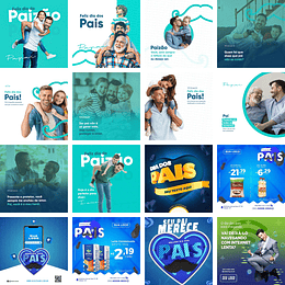 60 Artes Mídias Sociais Dia dos Pais Editáveis Photoshop + Png