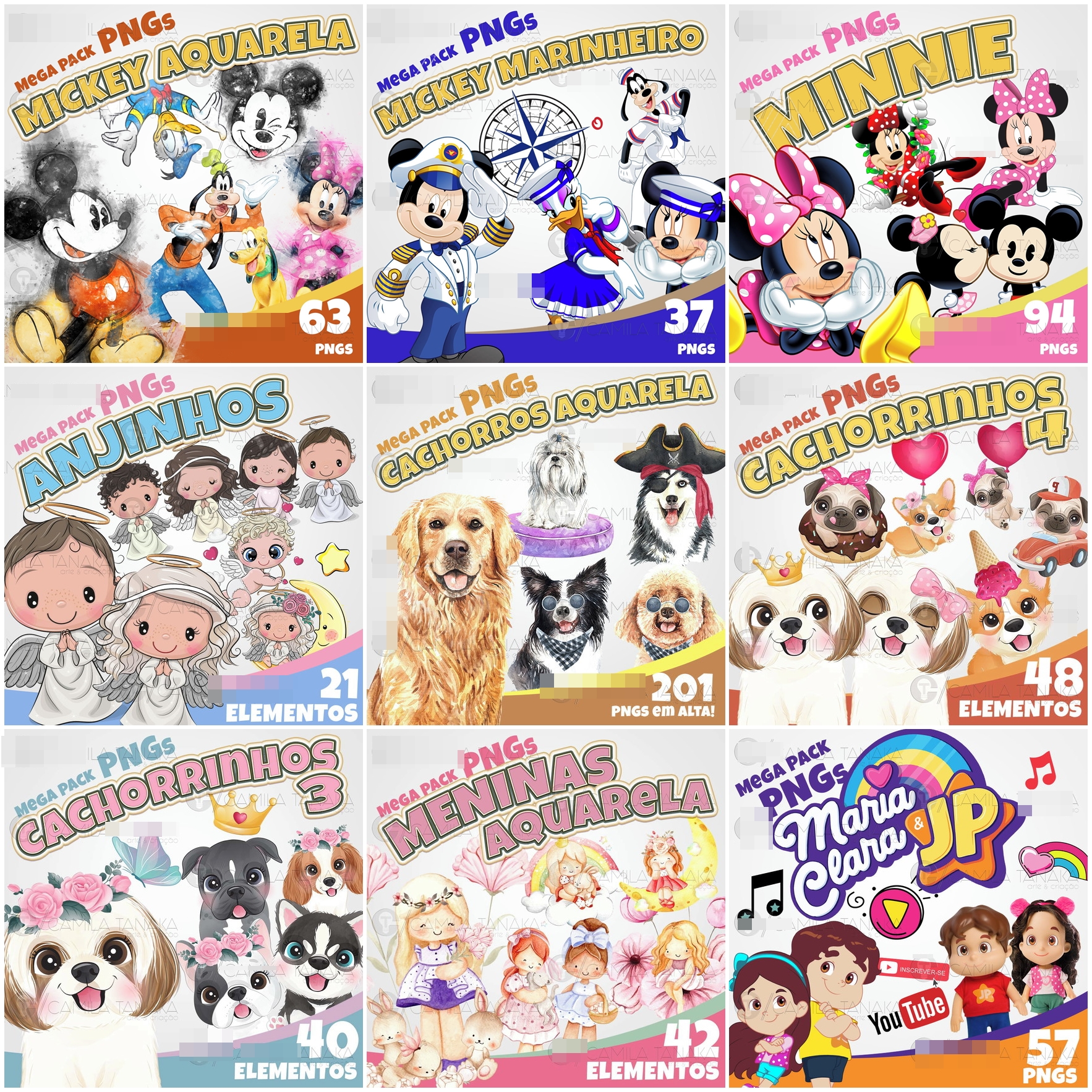 42 Kits Digital Temas Aleatórios + Aquarelados em Png  2