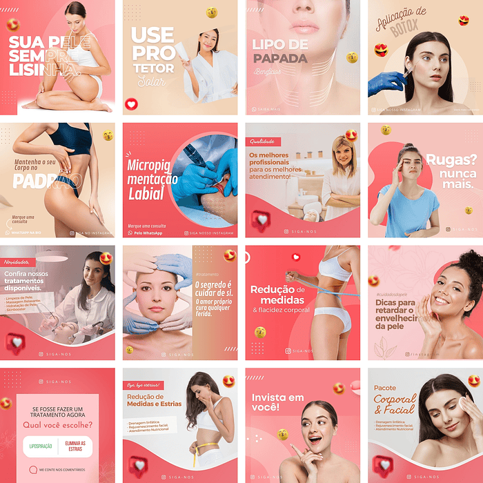 Pack Canva Estética Beleza Templates Editáveis 40 Artes + Bônus