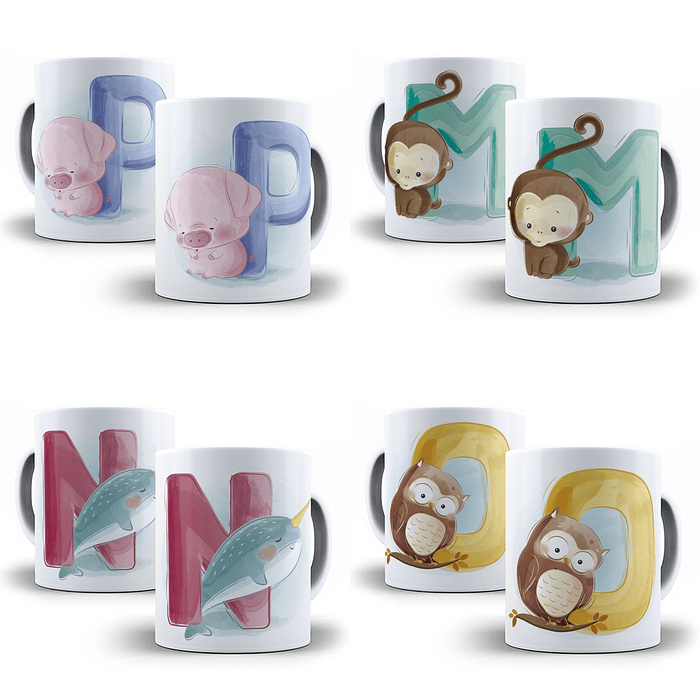 26 Artes para Caneca Alfabetos Cute Editável em Corel Draw