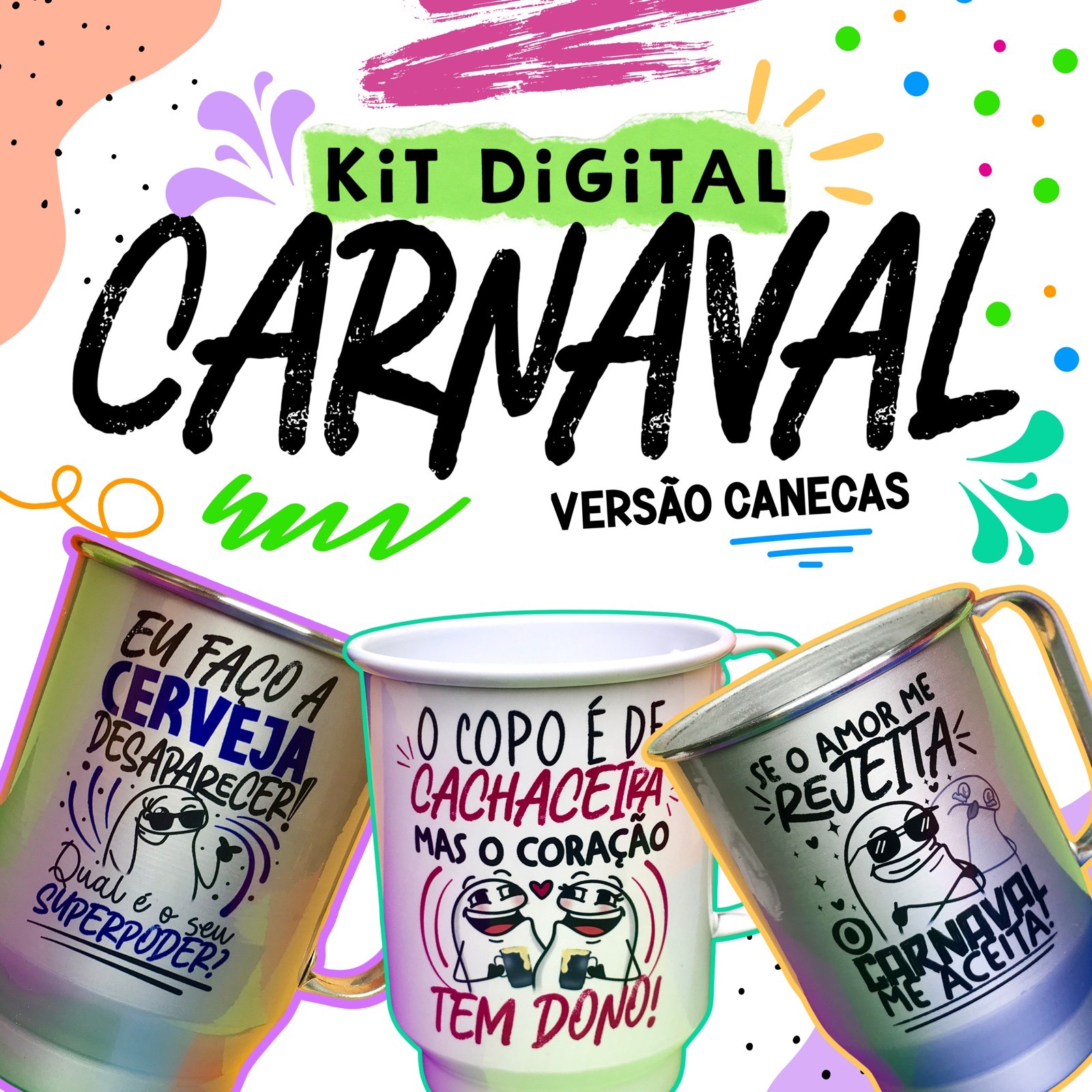 Kit Digital Carnaval Florks + Frases em Png 1