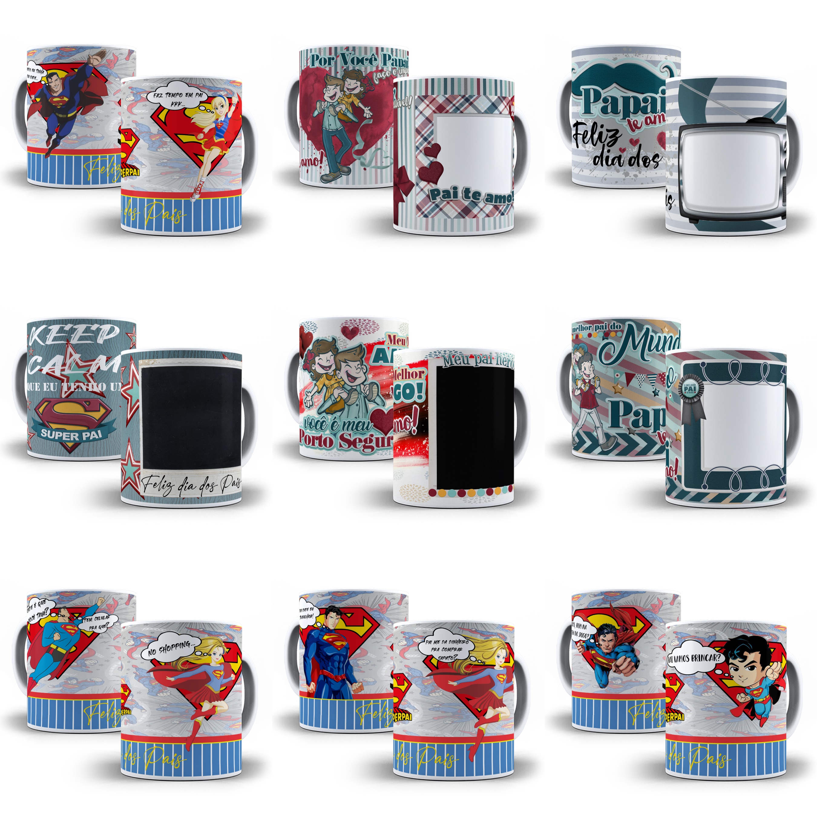24 Artes para Caneca Dia dos Pais Sublimação Editável em Corel Draw 2