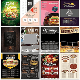 500 Artes Cardapio Menus Alimentos Editáveis Photoshop