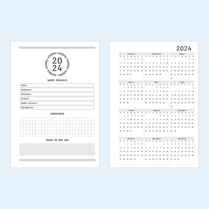 Arquivo Miolo Agenda Cinza 2024 Anotações em Pdf