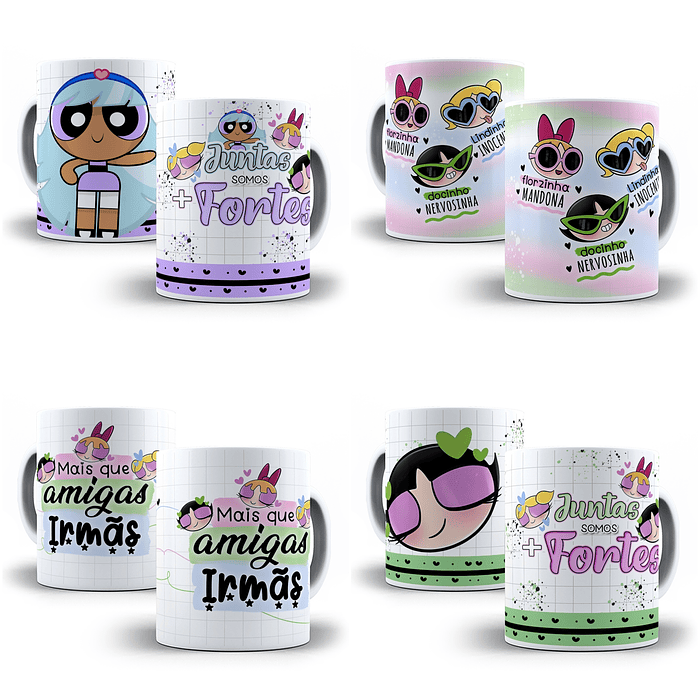 8 Artes para Caneca Meninas Super Poderosas Arquivos em Jpg 