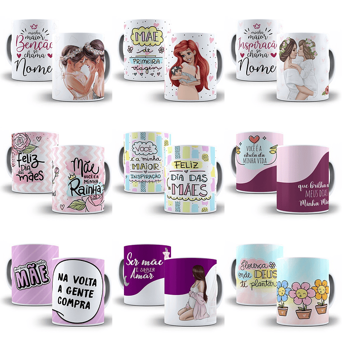 550 Artes Caneca Camisa Dia das Mães Sublimação Arquivos Editáveis ou Png