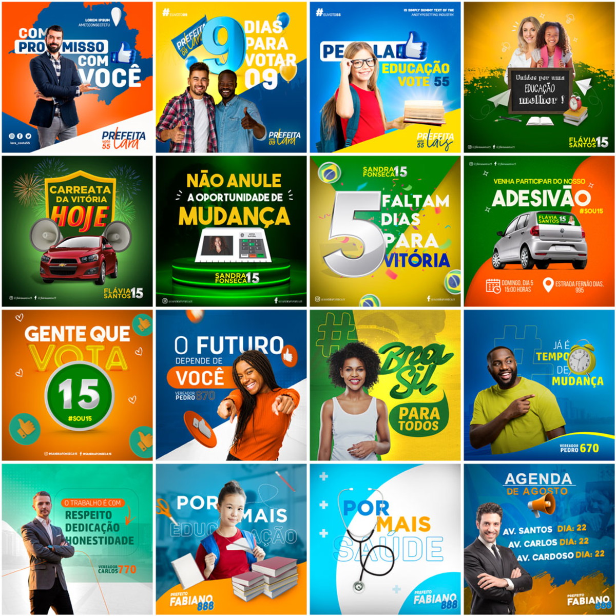500 Artes Mídias Sociais Campanha Politica Eleitoral Editáveis Photoshop 3
