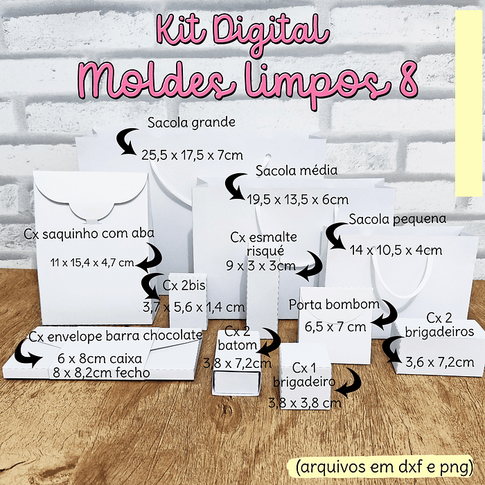 8 Moldes Limpos para Caixinhas em Dxf e Jpg