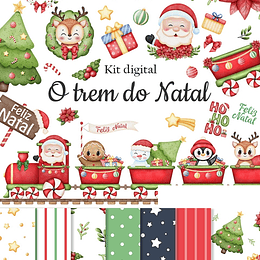 Kit Digital Natal Natalino 2.0 Trenzinho Arquivos Sem Fundo Png