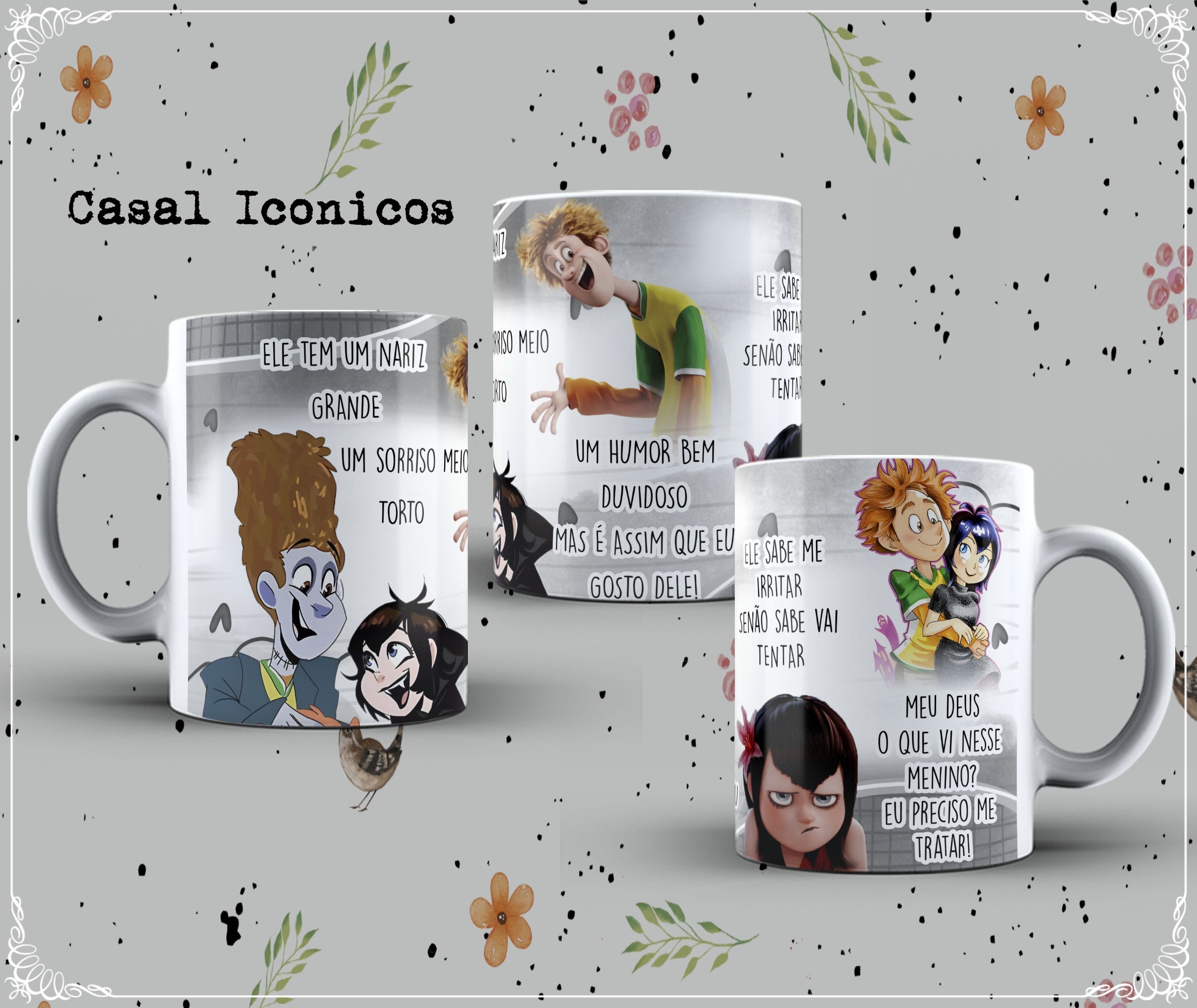 6 Artes para Caneca Casais Icônicos em Corel Draw  1