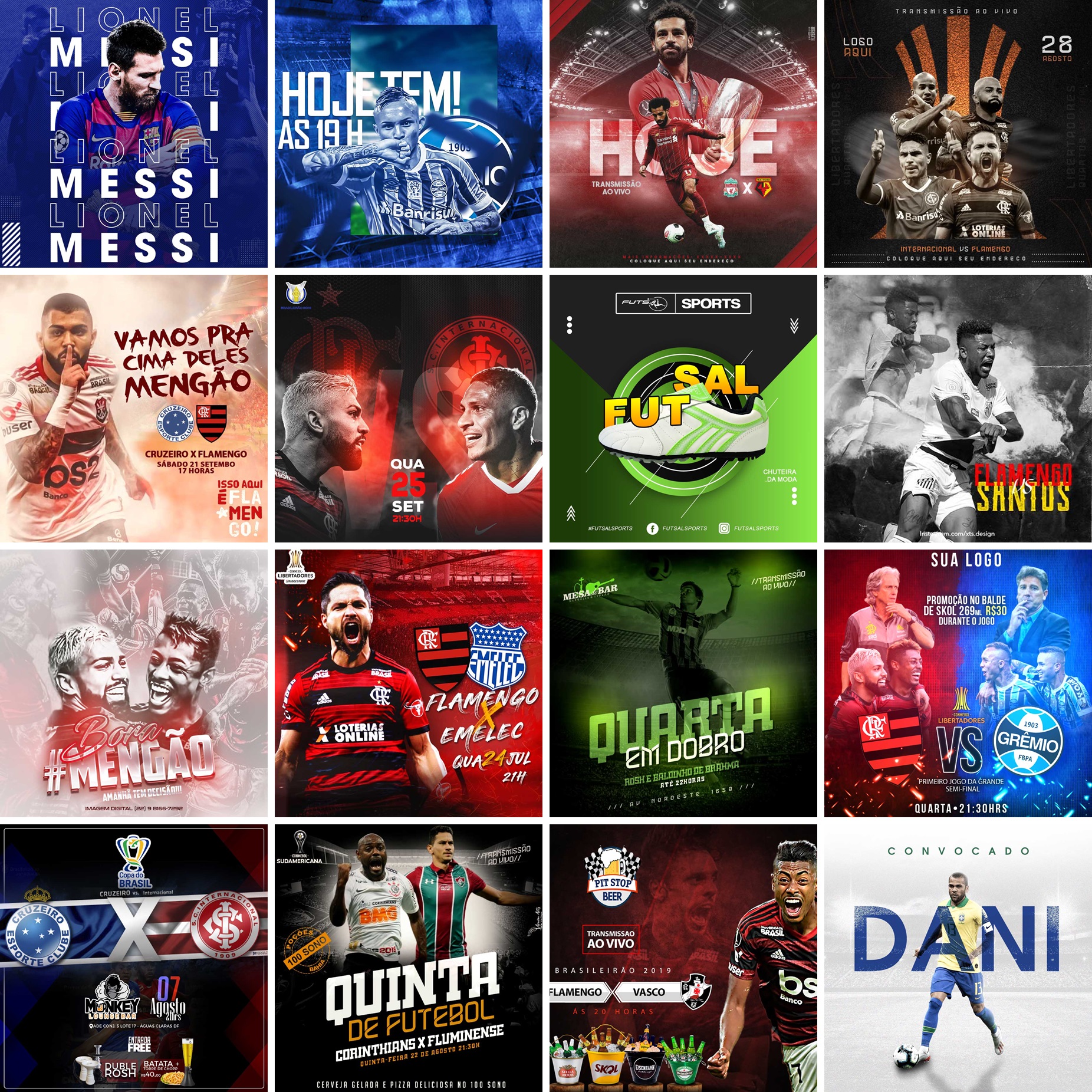 50 Artes Mídias Sociais Futebol Editáveis Photoshop 2