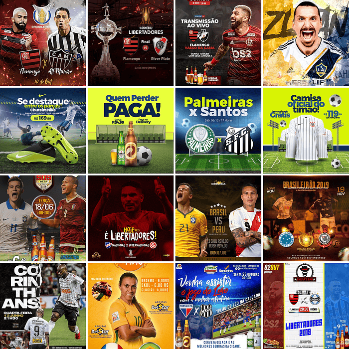 70 Artes Mídias Sociais Futebol Jogadores Editáveis Photoshop