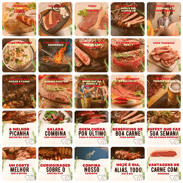 Pack Canva Churrascaria Templates Editáveis 200 Artes + Legendas