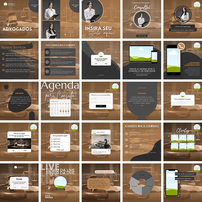 Pack Canva Advogados Advocacia Templates Editáveis 25 Artes + Bônus