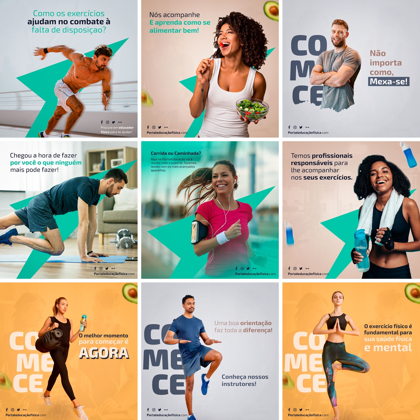 20 Artes Mídias Sociais Personal Trainer Educador Fisico Editáveis Photoshop + Png 1