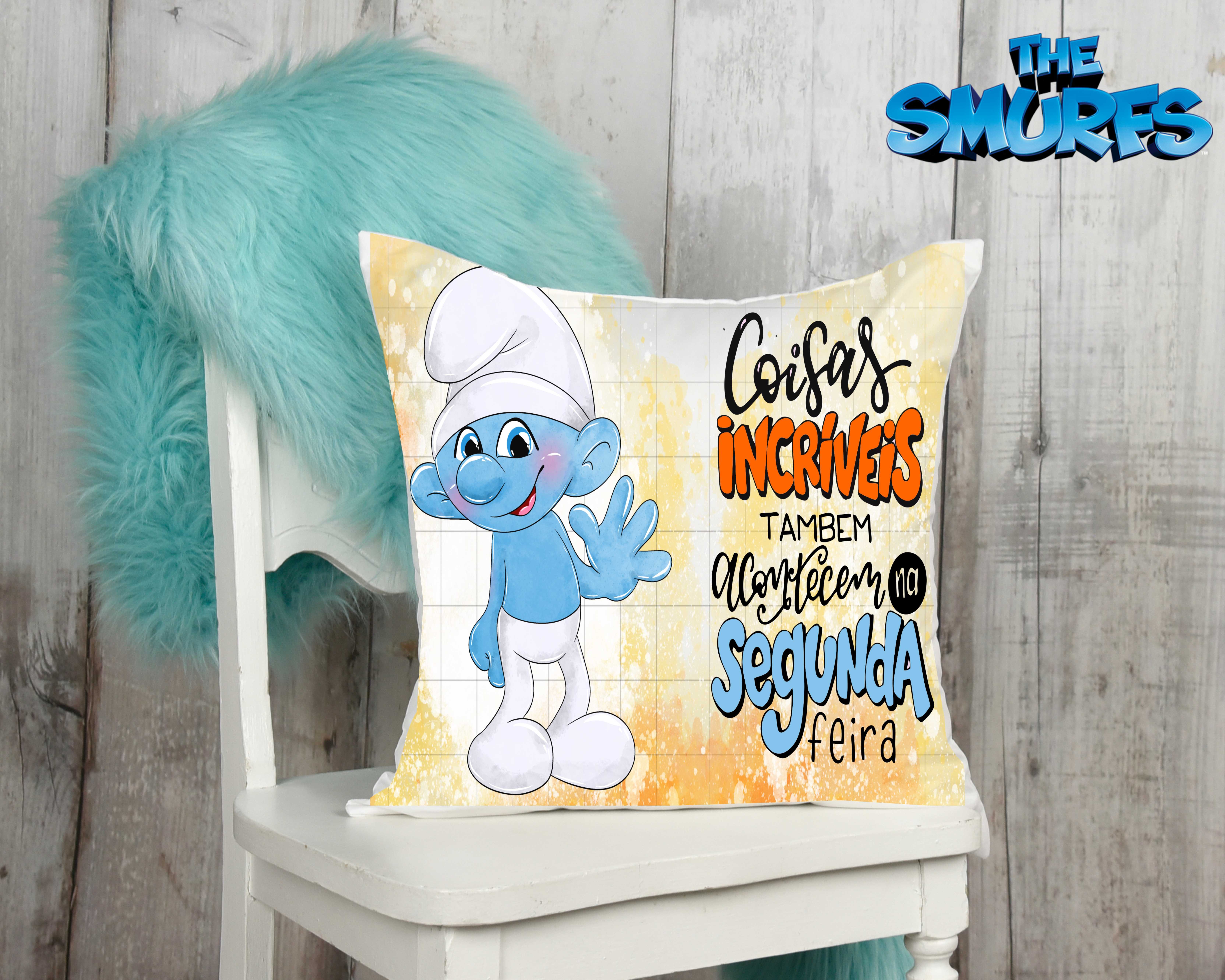 10 Artes para Caneca e Almofada Smurfs Editável em Corel Draw 5