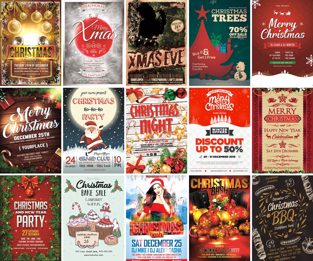 200 Artes Flyers Panfletos Natal e Ano Novo Editáveis Photoshop 3