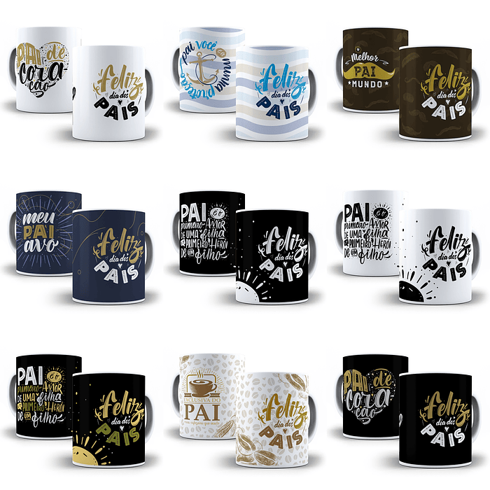 160 Artes para Caneca Sublimação Dia dos Pais Arquivo em Jpg/Png