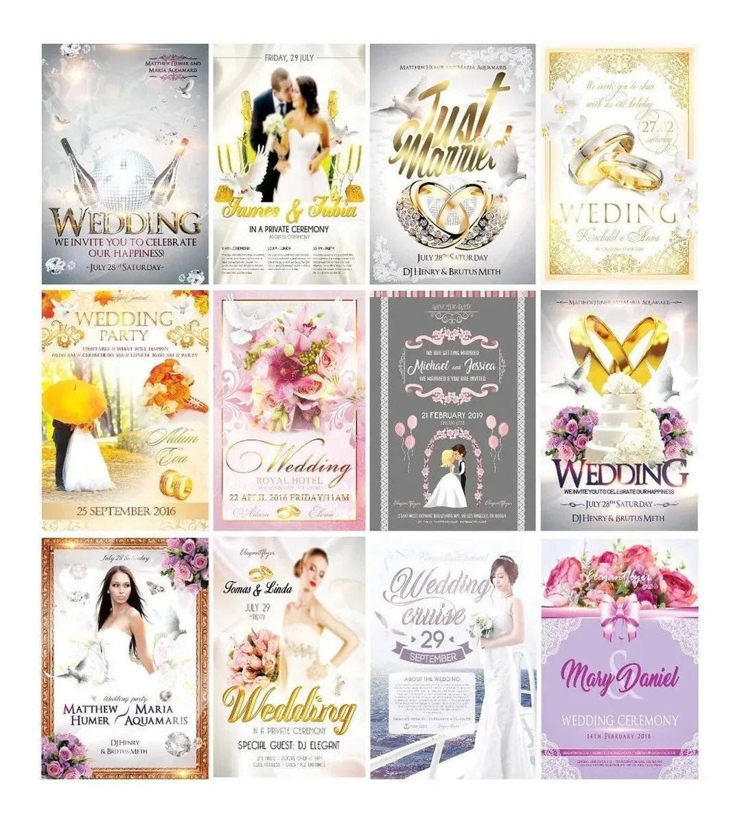 150 Artes Flyers Panfletos Convites Casamento Editáveis Photoshop 1