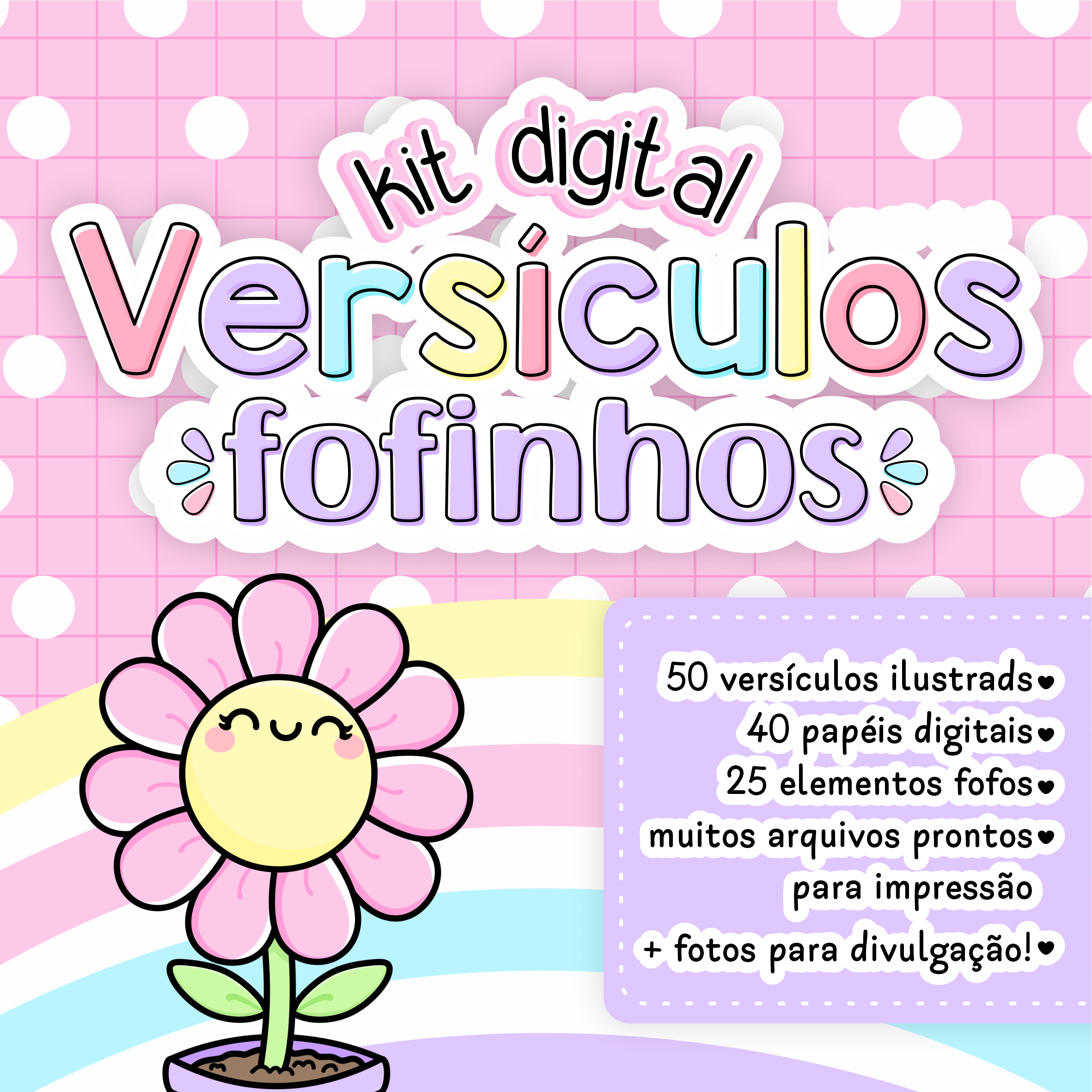 Kit Digital Versículos Fofinhos Completo em Png 1