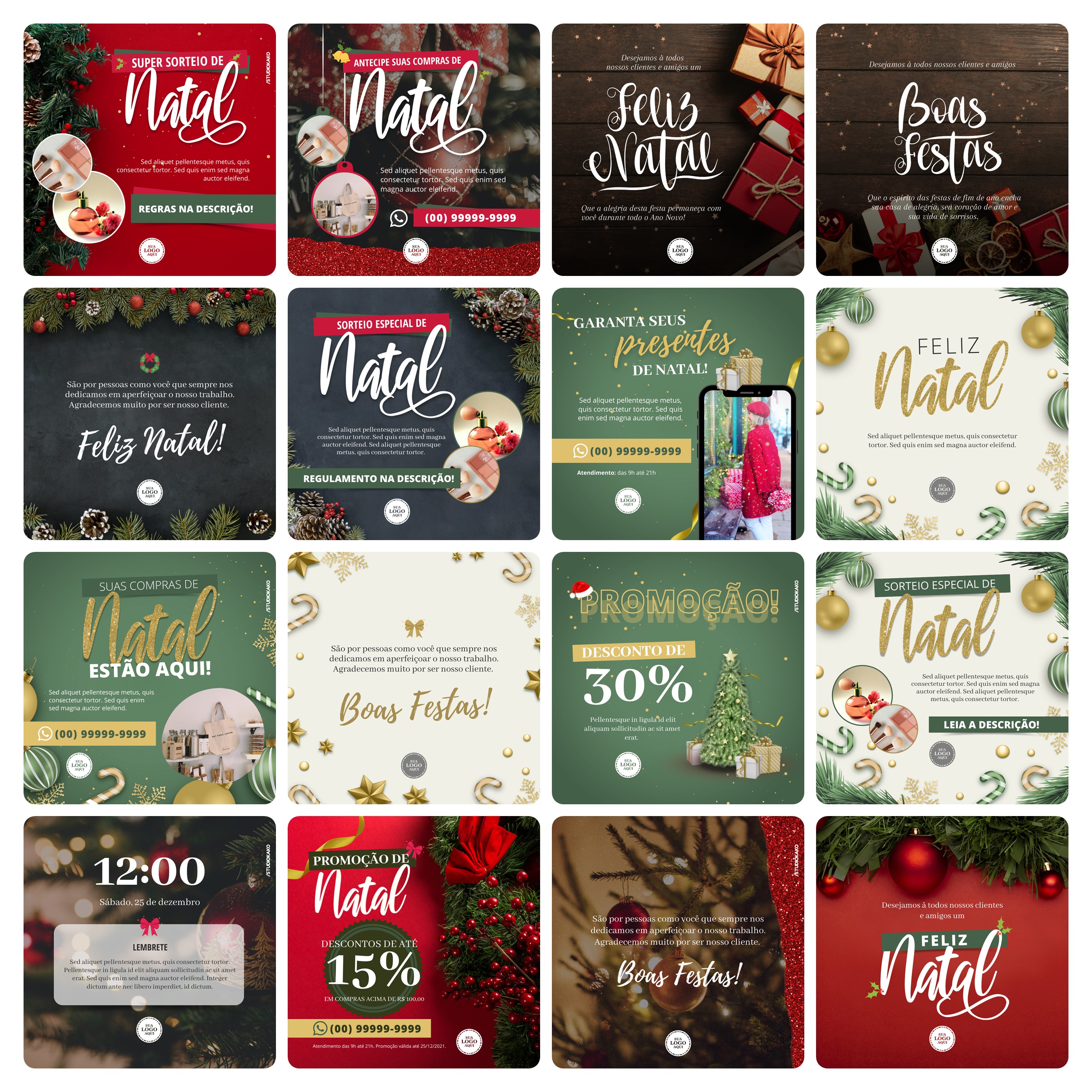 Pack Canva Natal Templates Editável 108 Artes + Bônus 3