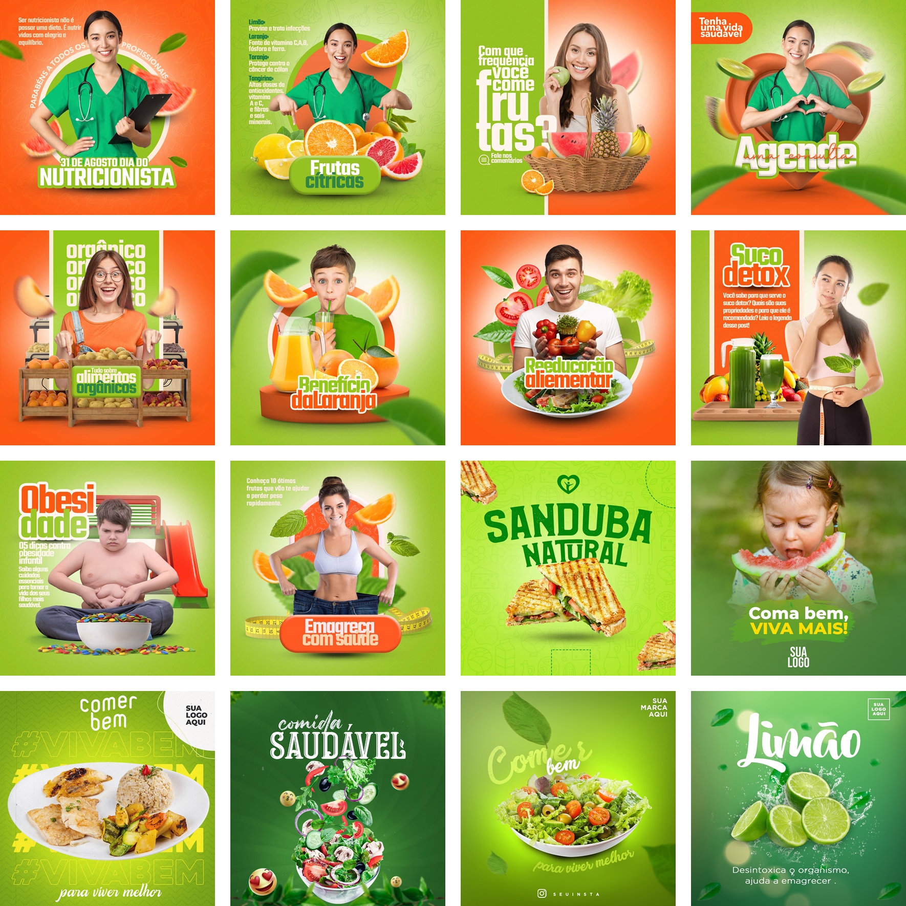 30 Artes Mídias Sociais Nutricionista Nutrição Editáveis Photoshop + Png 1