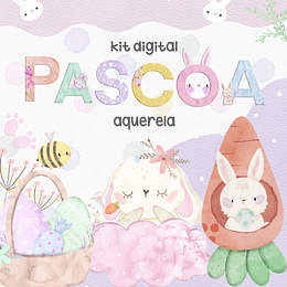 Kit Digital Páscoa Aquarela em Jpg