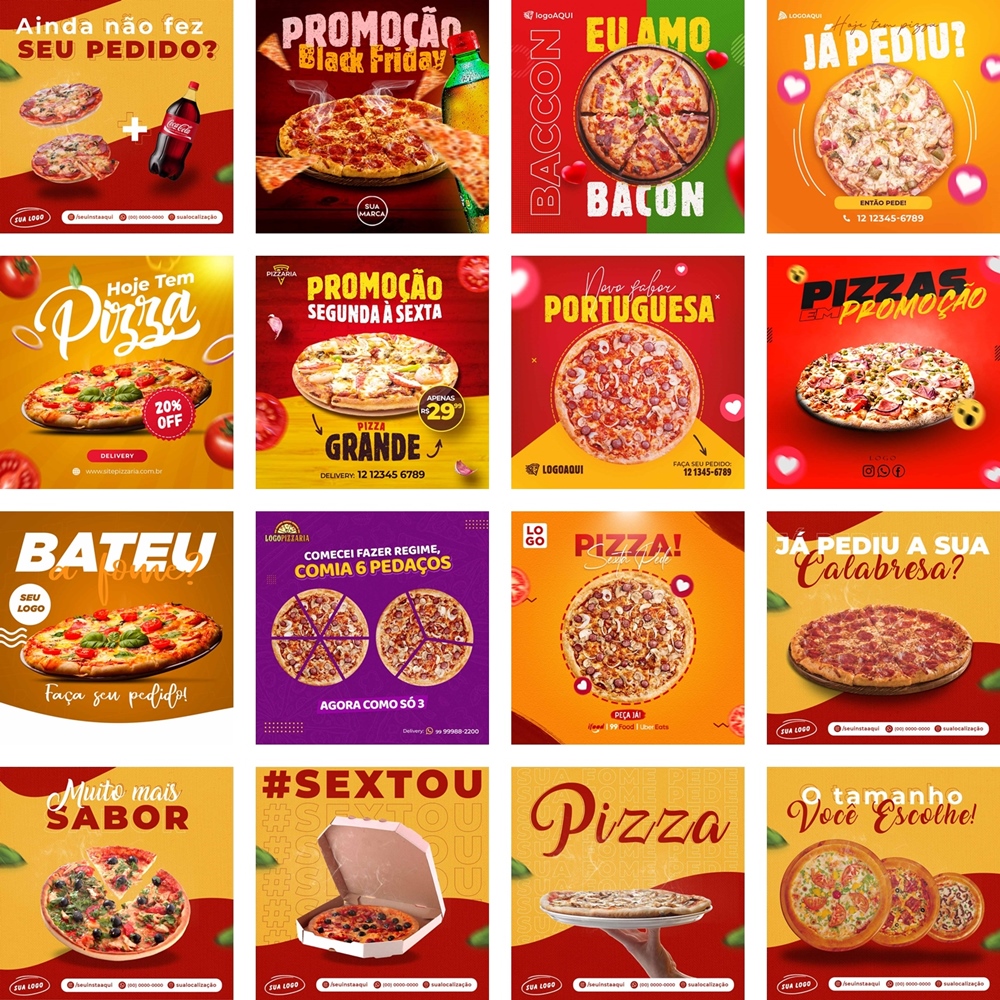 75 Artes Mídias Sociais Pizzaria 3.0 Editáveis Photoshop + Png 4
