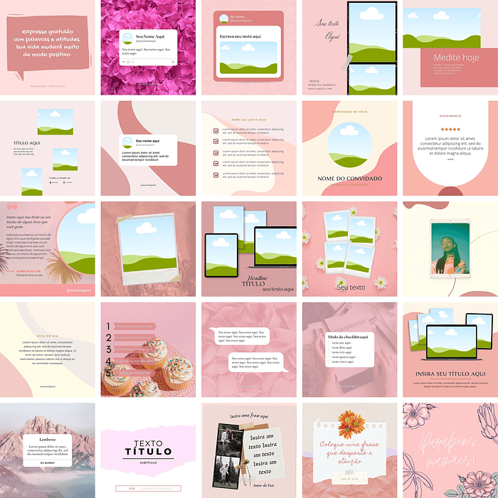 Pack Canva Feed Post Instagram 1.0 Templates Editáveis 100 Artes + Bônus