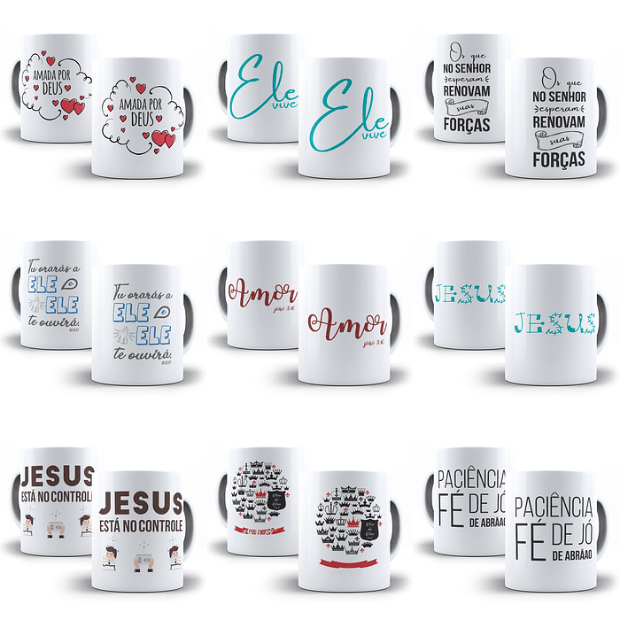 50 Artes para Caneca Evangelica Editável em Corel Draw