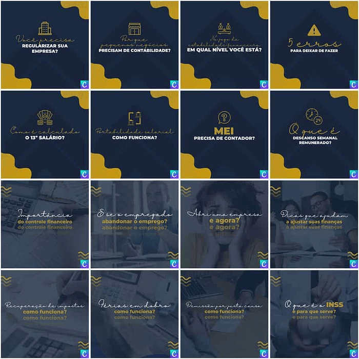 Pack Canva Contabilidade Templates Editáveis 200 Artes + Legendas