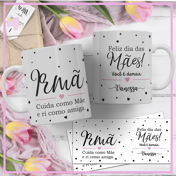 12 Artes para Caneca Dia das Mães Minimalista Arquivos em Corel Draw