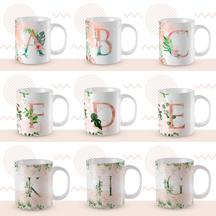 104 Artes para Caneca Alfabeto Arquivo em Jpge/Png